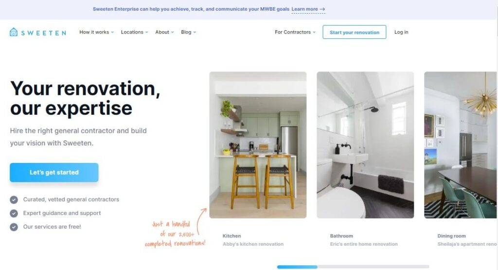 Sweeten Blog homepage